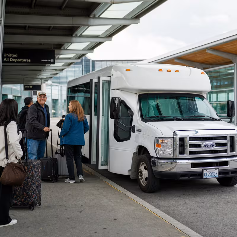 Black Mercedes Sprinter van staged for an Bellevue Airport Transportation group
