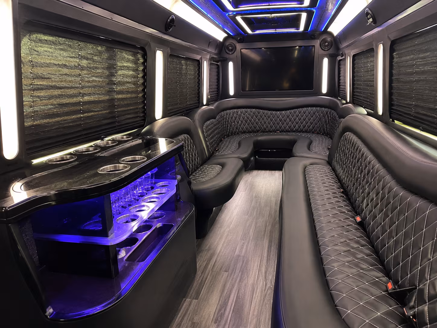 Bellevue Private Event Transportation party bus interior