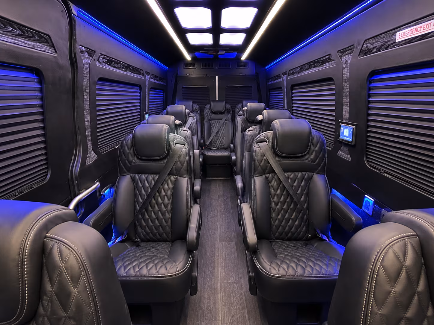 Bellevue School Event Transportation party bus interior