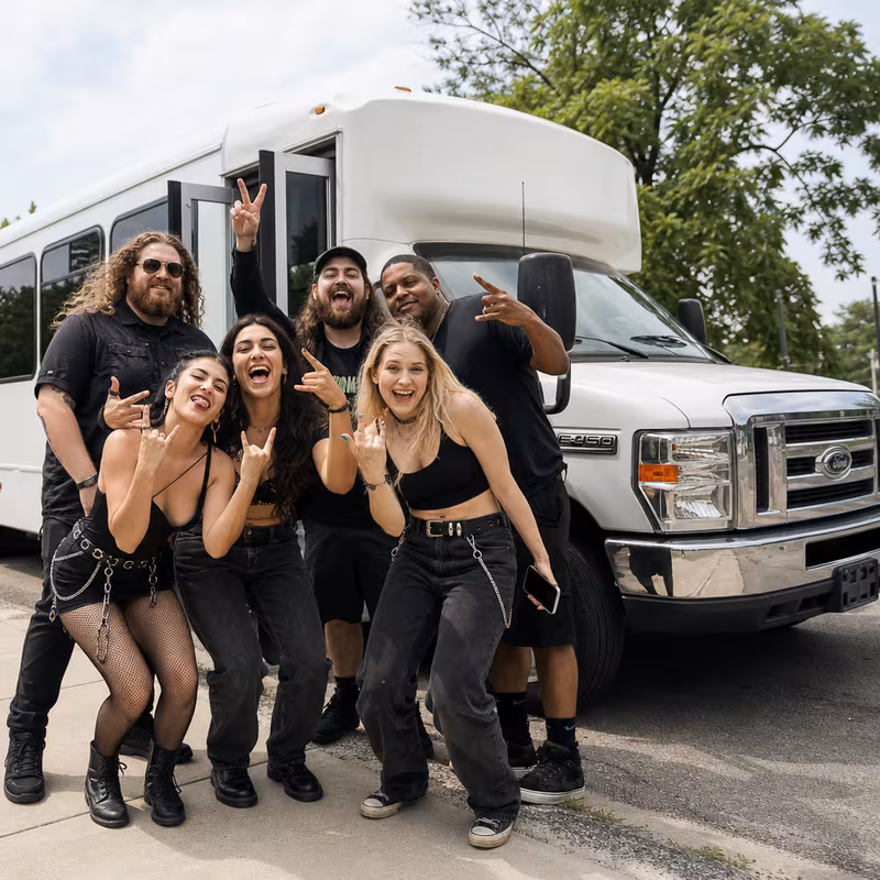 Black Mercedes Sprinter van staged for an Bellevue Concert Transportation group