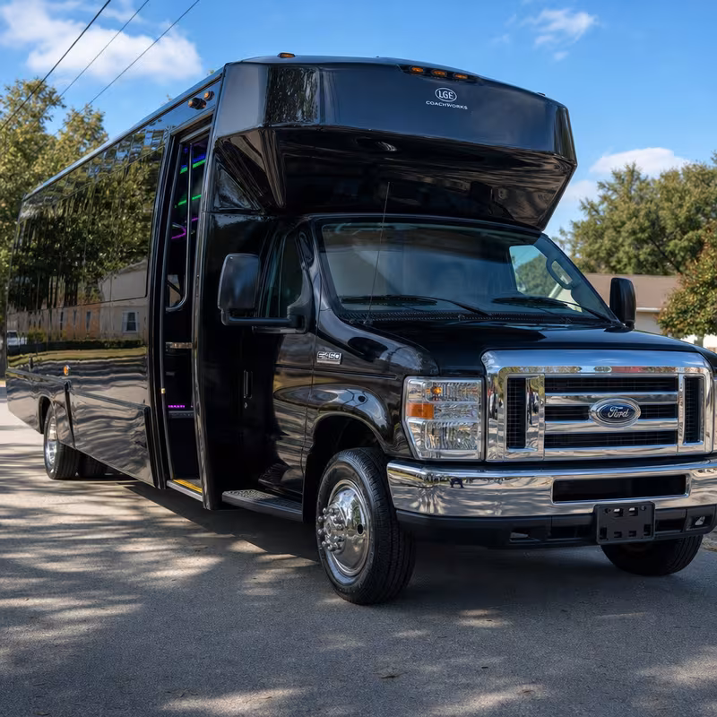 Black Mercedes Sprinter van staged for an Bellevue Prom & Homecoming Transportation group