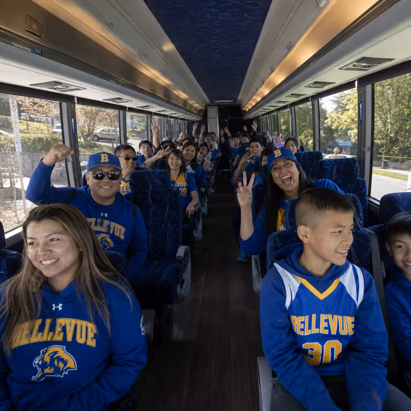 Black Mercedes Sprinter van staged for an Bellevue Sporting Event Transportation group