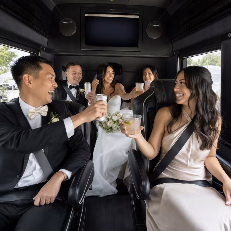 Black Mercedes Sprinter van staged for an Bellevue Wedding Transportation group